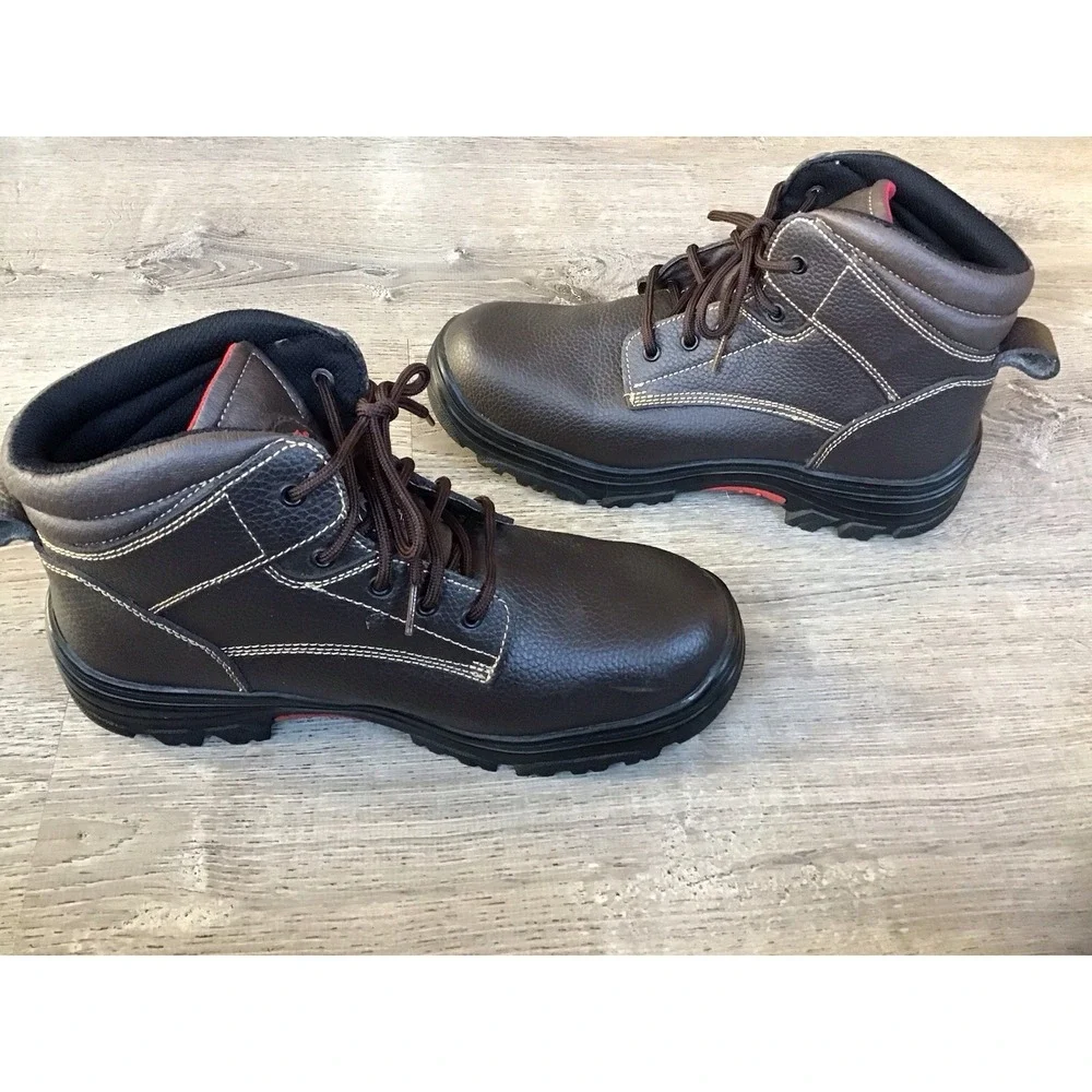 Skechers Work Mens Size 12 Brown Leather Steel Toe Work Boots Slip Resist 77143
